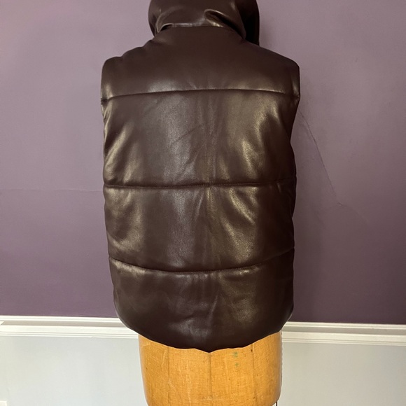 Nanushka Vegan Leather Modern Puffer Vest in AubergineFeels like BUTTAH! - Picture 8 of 12